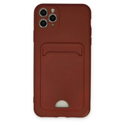 Mey İthalat®   iPhone 11 Pro Max Kılıf Kelvin Kartvizitli Silikon - Bordo