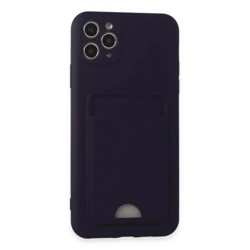 Mey İthalat®   iPhone 11 Pro Max Kılıf Kelvin Kartvizitli Silikon - Derin Mor