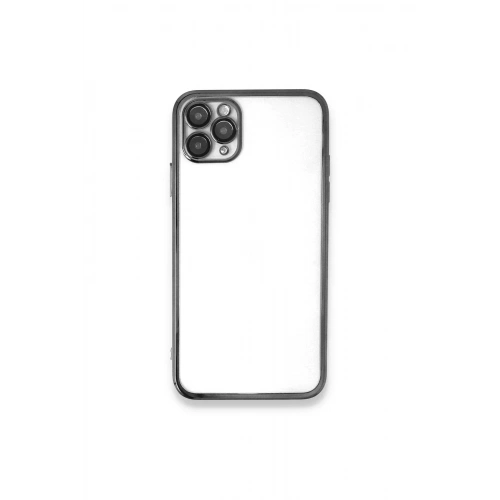 Mey İthalat®  iPhone 11 Pro Max Kılıf  Lensli Silikon - Gümüş
