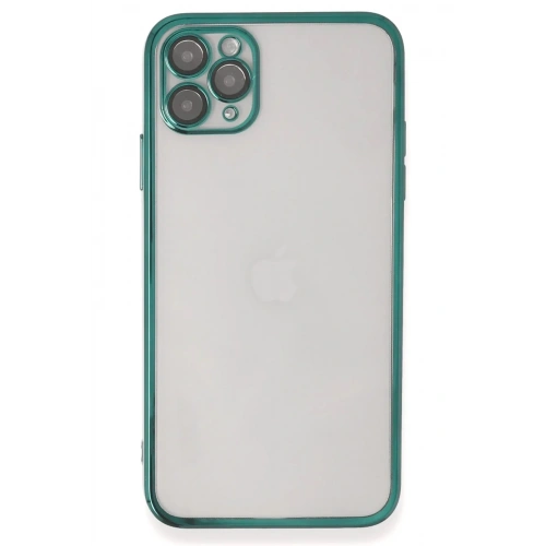 Mey İthalat®  iPhone 11 Pro Max Kılıf  Lensli Silikon - Yeşil