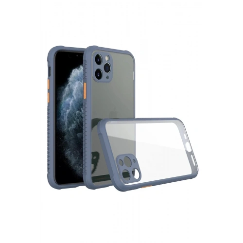 Mey İthalat®  iPhone 11 Pro Max Kılıf Miami Şeffaf Silikon - Gri