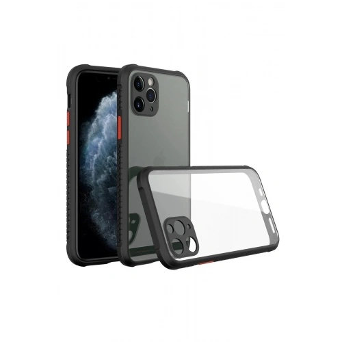 Mey İthalat®  iPhone 11 Pro Max Kılıf Miami Şeffaf Silikon - Siyah