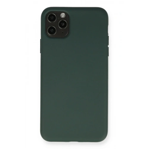 Mey İthalat®  iPhone 11 Pro Max Kılıf Nano içi Kadife Silikon - Koyu Yeşil