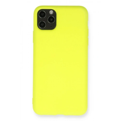 Mey İthalat®  iPhone 11 Pro Max Kılıf Nano içi Kadife Silikon - Sarı