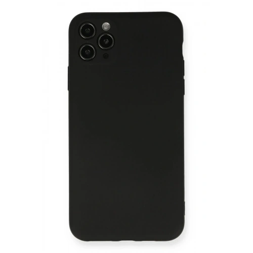 Mey İthalat®  iPhone 11 Pro Max Kılıf Nano içi Kadife Silikon - Siyah
