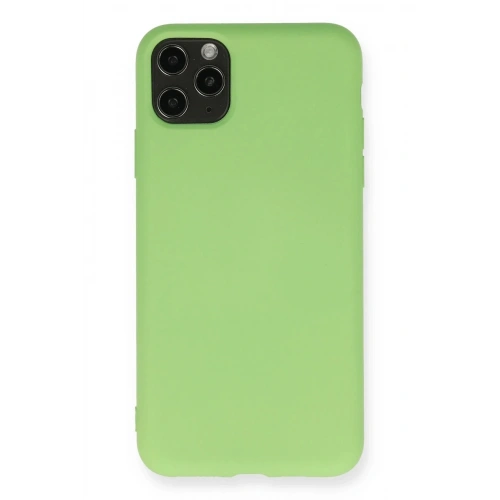 Mey İthalat®  iPhone 11 Pro Max Kılıf Nano içi Kadife Silikon - Yeşil