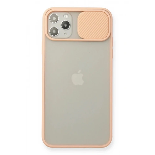 Mey İthalat®  iPhone 11 Pro Max Kılıf Palm Buzlu Kamera Sürgülü Silikon - Pembe