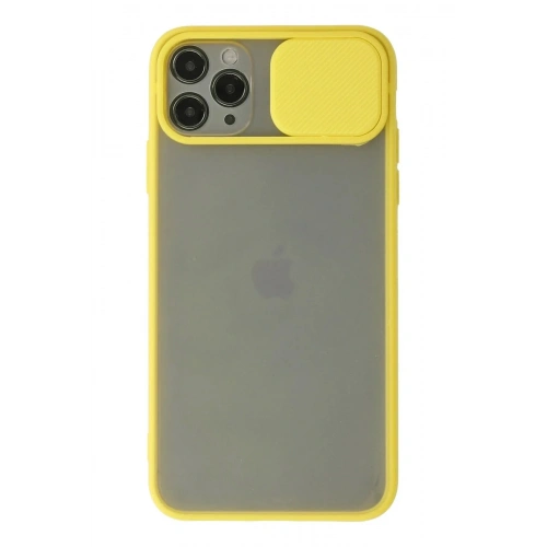 Mey İthalat®  iPhone 11 Pro Max Kılıf Palm Buzlu Kamera Sürgülü Silikon - Sarı