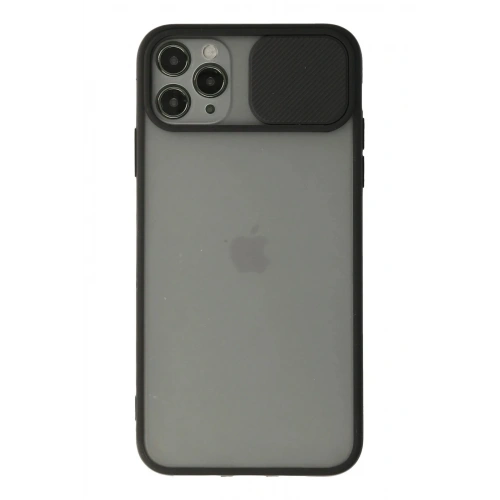 Mey İthalat®  iPhone 11 Pro Max Kılıf Palm Buzlu Kamera Sürgülü Silikon - Siyah