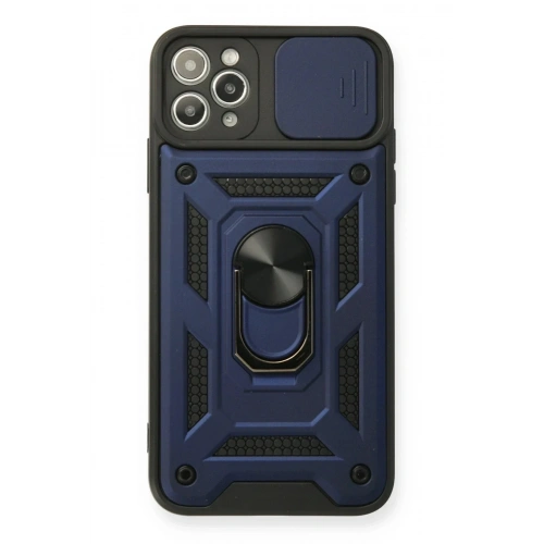 Mey İthalat®  iPhone 11 Pro Max Kılıf Pars Lens Yüzüklü Silikon - Lacivert