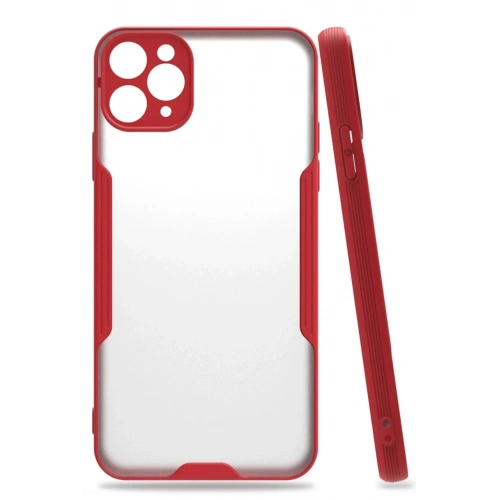 Mey İthalat®  iPhone 11 Pro Max Kılıf Platin Silikon - Kırmızı