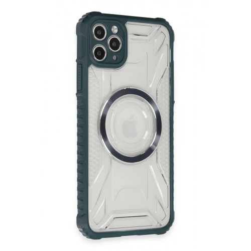 Mey İthalat®  iPhone 11 Pro Max Kılıf Prag Magneticsafe Kapak - Koyu Yeşil