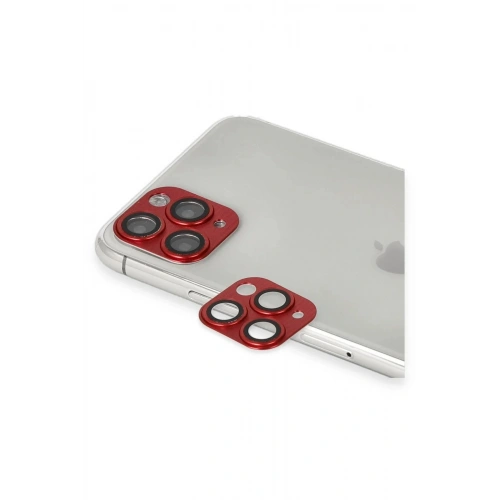 Mey İthalat®  iPhone 11 Pro Max Pers Alüminyum Kamera Lens - Kırmızı