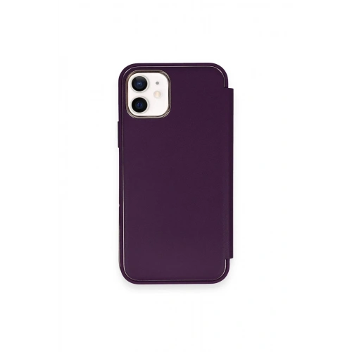Mey İthalat®  iPhone 12 Kılıf Dolpin Kapaklı - Derin Mor