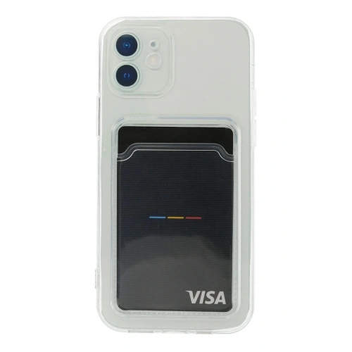 Mey İthalat®  iPhone 12 Kılıf Kart Şeffaf Silikon - Şeffaf