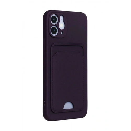 Mey İthalat®  iPhone 12 Kılıf Kelvin Kartvizitli Silikon - Derin Mor