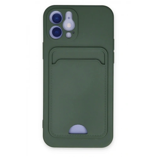 Mey İthalat®  iPhone 12 Kılıf Kelvin Kartvizitli Silikon - Koyu Yeşil