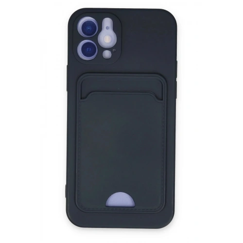 Mey İthalat®  iPhone 12 Kılıf Kelvin Kartvizitli Silikon - Lacivert