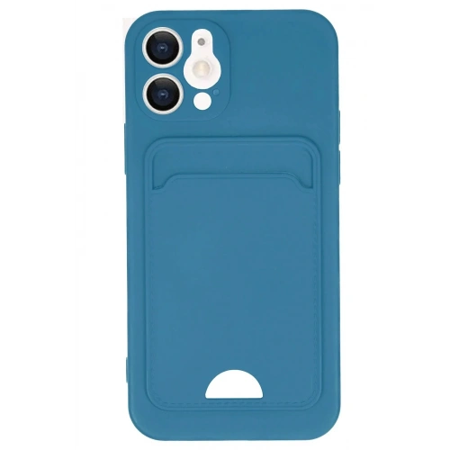 Mey İthalat®  iPhone 12 Kılıf Kelvin Kartvizitli Silikon - Mavi