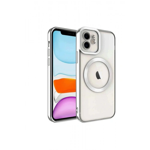 Mey İthalat®  iPhone 12 Kılıf Kross Magneticsafe Kapak - Gümüş