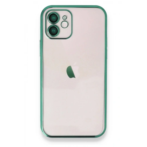 Mey İthalat®  iPhone 12 Kılıf  Lensli Silikon - Yeşil