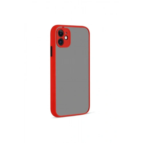 Mey İthalat®  iPhone 12 Kılıf Montreal Silikon Kapak - Kırmızı