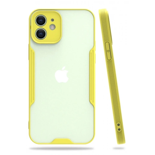 Mey İthalat®  iPhone 12 Kılıf Platin Silikon - Sarı