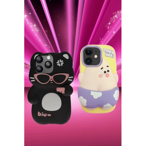 Mey İthalat®  iPhone 12 Kılıf Poky Karakter Silikon Kapak - Desen 6
