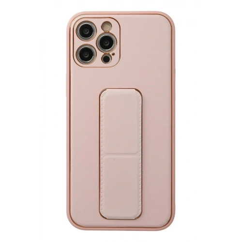 Mey İthalat®  iPhone 12 Pro Kılıf Coco Deri Standlı Kapak - Pembe
