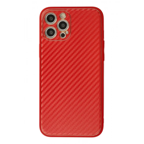 Mey İthalat®  iPhone 12 Pro Kılıf Coco Karbon Silikon - Kırmızı