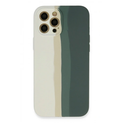 Mey İthalat®  iPhone 12 Pro Kılıf Ebruli Lansman Silikon - Beyaz-Gri