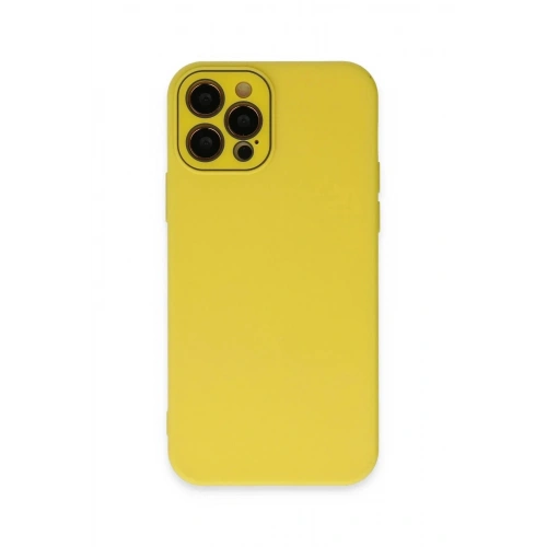 Mey İthalat®  iPhone 12 Pro Kılıf Lansman Glass Kapak - Sarı