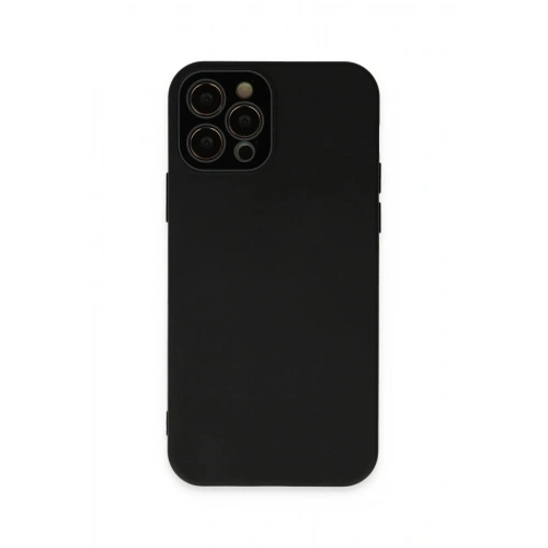 Mey İthalat®  iPhone 12 Pro Kılıf Lansman Glass Kapak - Siyah