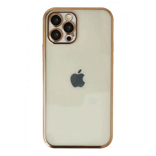 Mey İthalat®  iPhone 12 Pro Kılıf  Lensli Silikon - Gold