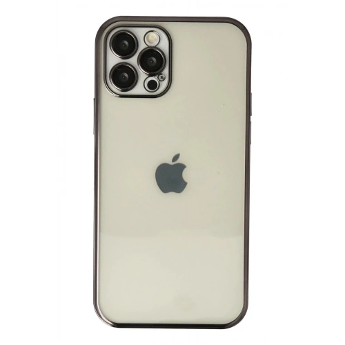 Mey İthalat®  iPhone 12 Pro Kılıf  Lensli Silikon - Siyah