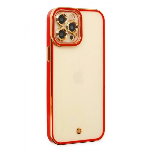Mey İthalat®  iPhone 12 Pro Kılıf Liva Lens Silikon - Kırmızı