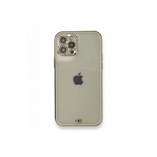 Mey İthalat®  iPhone 12 Pro Kılıf Liva Taşlı Silikon - Beyaz
