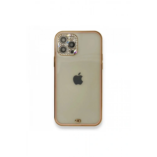 Mey İthalat®  iPhone 12 Pro Kılıf Liva Taşlı Silikon - Pembe