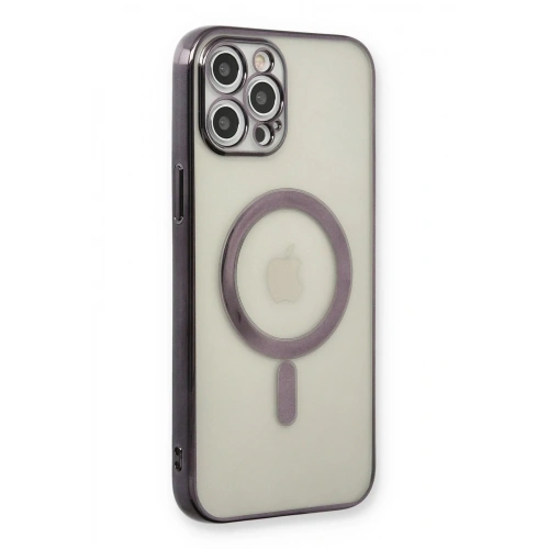 Mey İthalat®  iPhone 12 Pro Kılıf Magneticsafe Lazer Silikon - Siyah