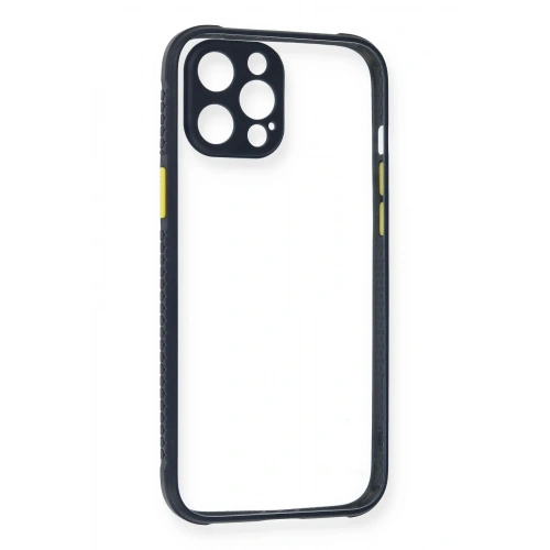 Mey İthalat®  iPhone 12 Pro Kılıf Miami Şeffaf Silikon - Lacivert