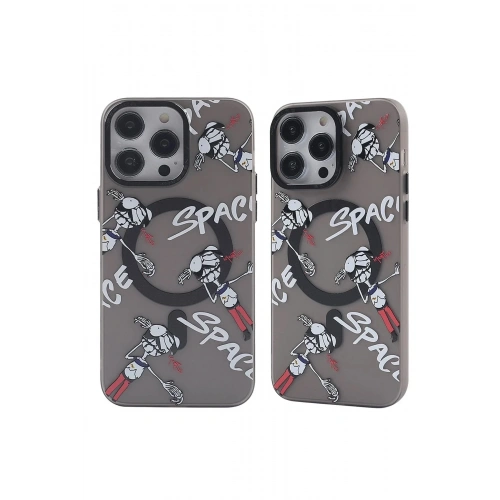 Mey İthalat®  iPhone 12 Pro Max Kılıf Apollo Magneticsafe Desenli Kapak - Apollo Siyah - 3
