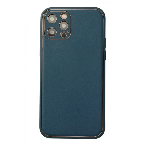 Mey İthalat®  iPhone 12 Pro Max Kılıf Coco Deri Silikon Kapak - Mavi