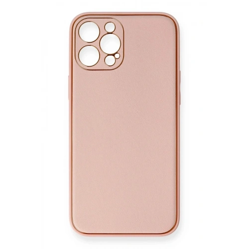 Mey İthalat®  iPhone 12 Pro Max Kılıf Coco Deri Silikon Kapak - Pembe