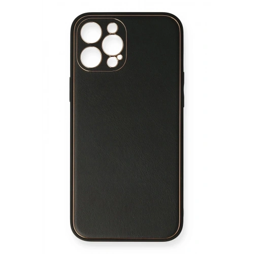 Mey İthalat®  iPhone 12 Pro Max Kılıf Coco Deri Silikon Kapak - Siyah