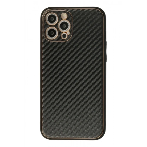 Mey İthalat®  iPhone 12 Pro Max Kılıf Coco Karbon Silikon - Siyah