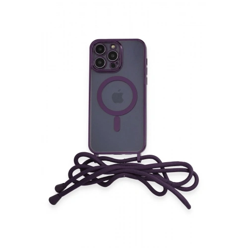 Mey İthalat®  iPhone 12 Pro Max Kılıf Divo Lazer Askılı Magsafe Kapak - Derin Mor