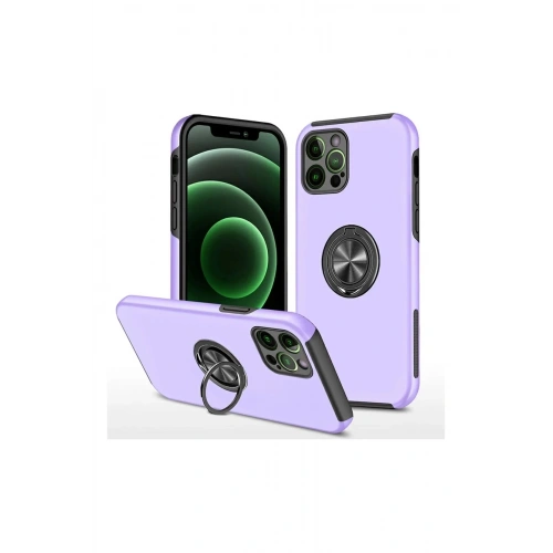 Mey İthalat®  iPhone 12 Pro Max Kılıf Elit Yüzüklü Kapak - Mor