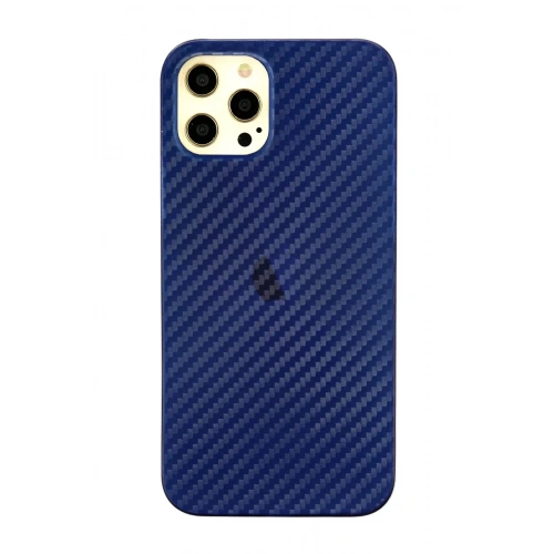 Mey İthalat®  iPhone 12 Pro Max Kılıf Karbon PP Silikon - Mavi