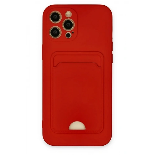 Mey İthalat®  iPhone 12 Pro Max Kılıf Kelvin Kartvizitli Silikon - Kırmızı