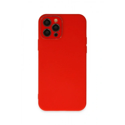 Mey İthalat®  iPhone 12 Pro Max Kılıf Lansman Glass Kapak - Kırmızı